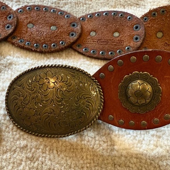 Fossil Brown Leather Belt with Gold Accents - Picture 3 of 3